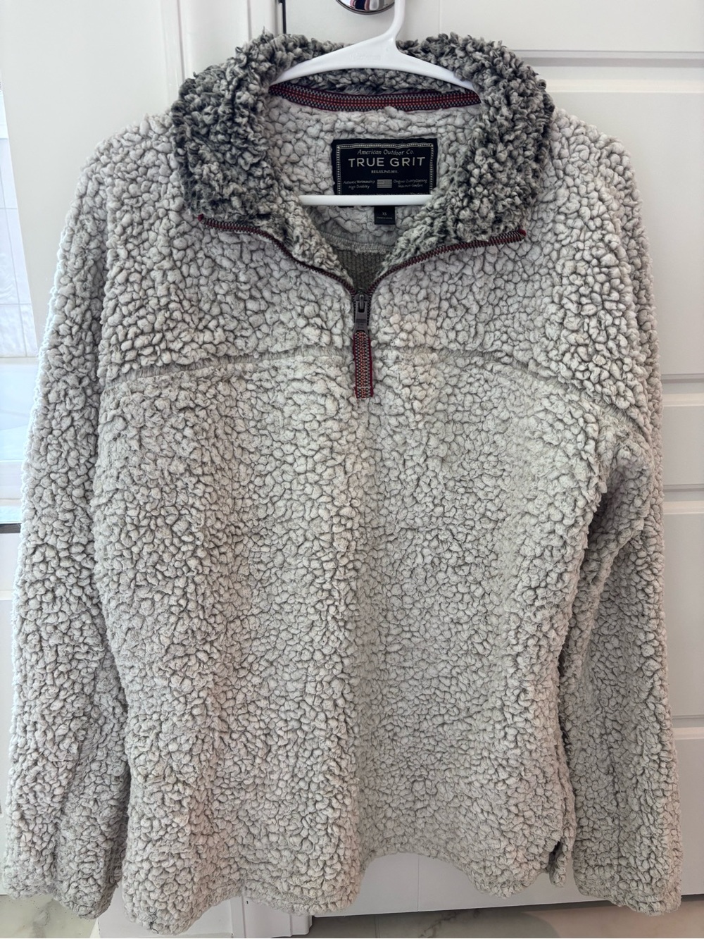 True Grit Women's Cream Sherpa Cowl Neck Quarter-Zip Pullover